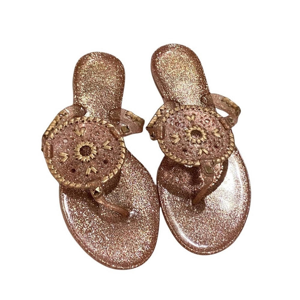 Jack Rogers rose gold glitter Sparkle Georgica Jelly Sandals 10